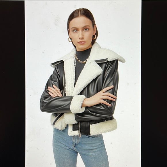 JustFab Jackets & Blazers - NWT, Just Fab, black bonded, aviator jacket